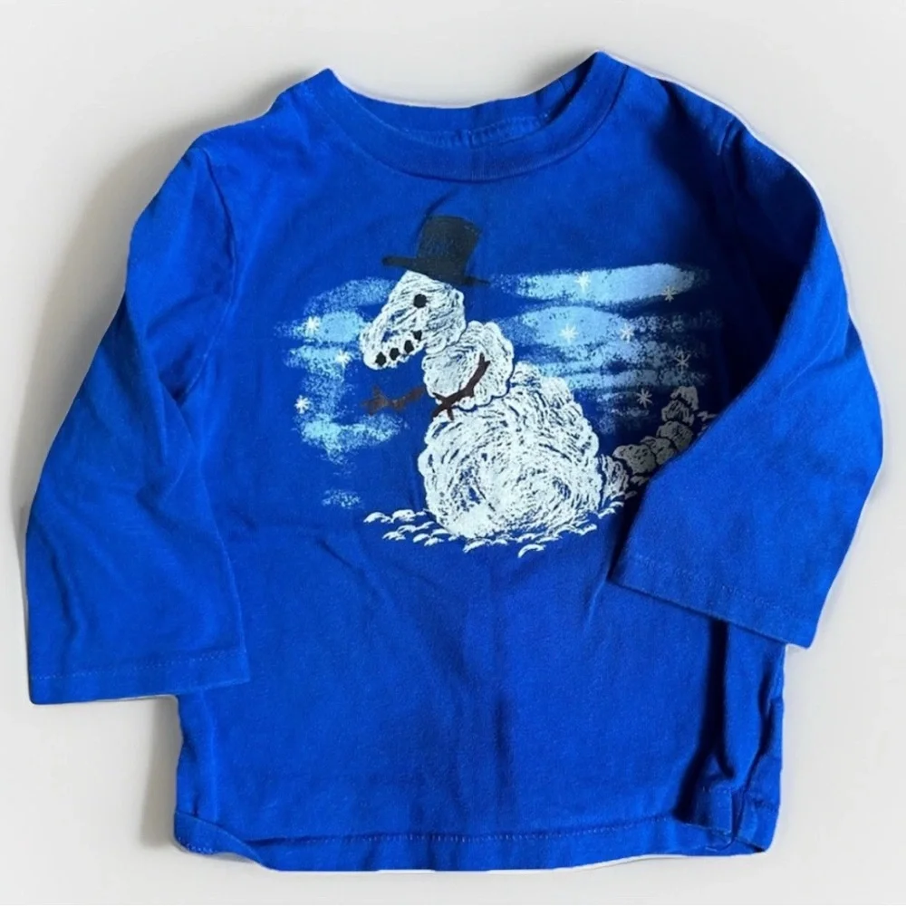 GAP Baby Snowman Long Sleeve Tee Holiday Shirt 12-18M Boys